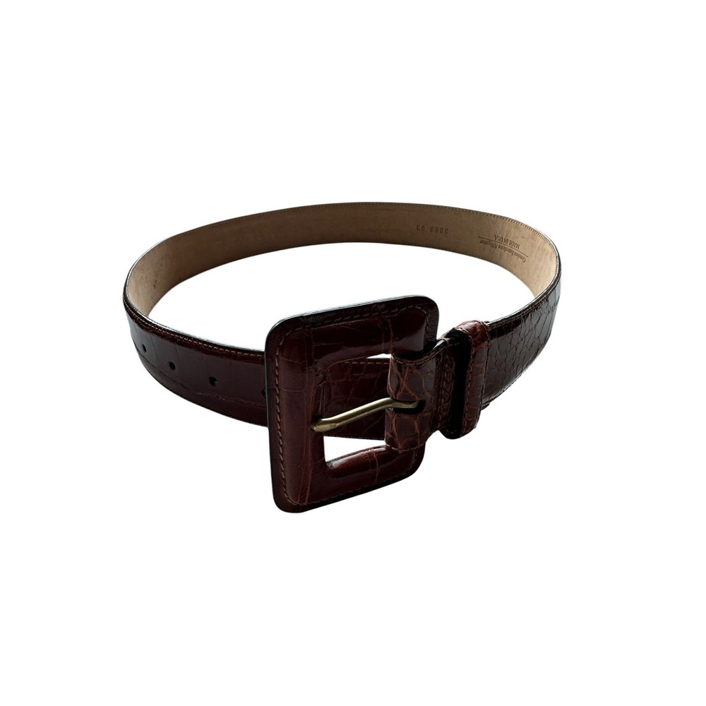 Bespoke Brown Womens Genuine American Alligator Belt Size Small Made in USA